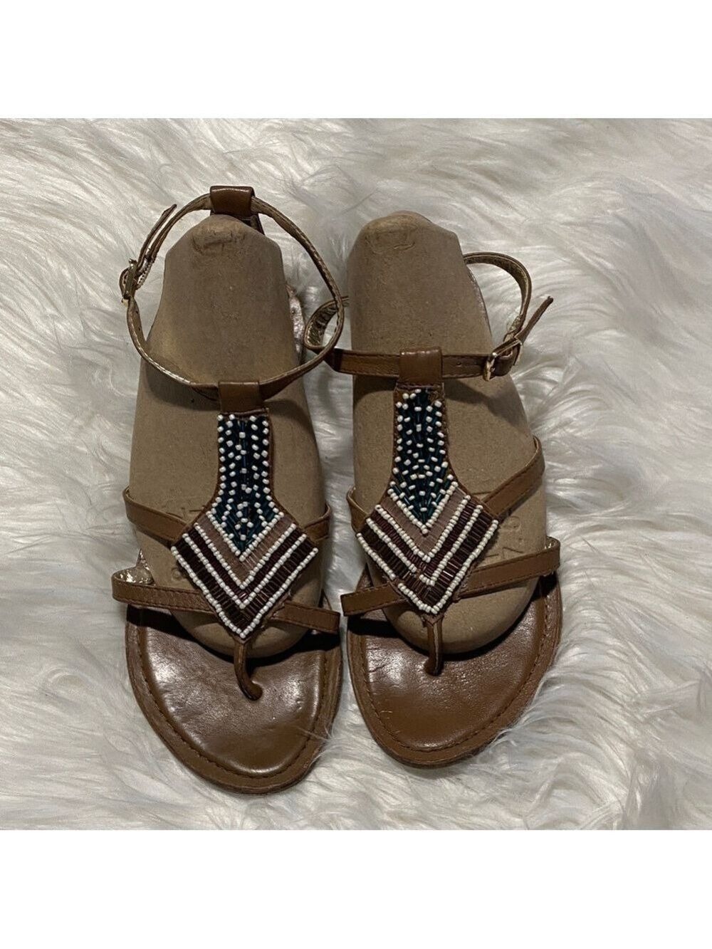 Elegant Brown Beaded Sandals